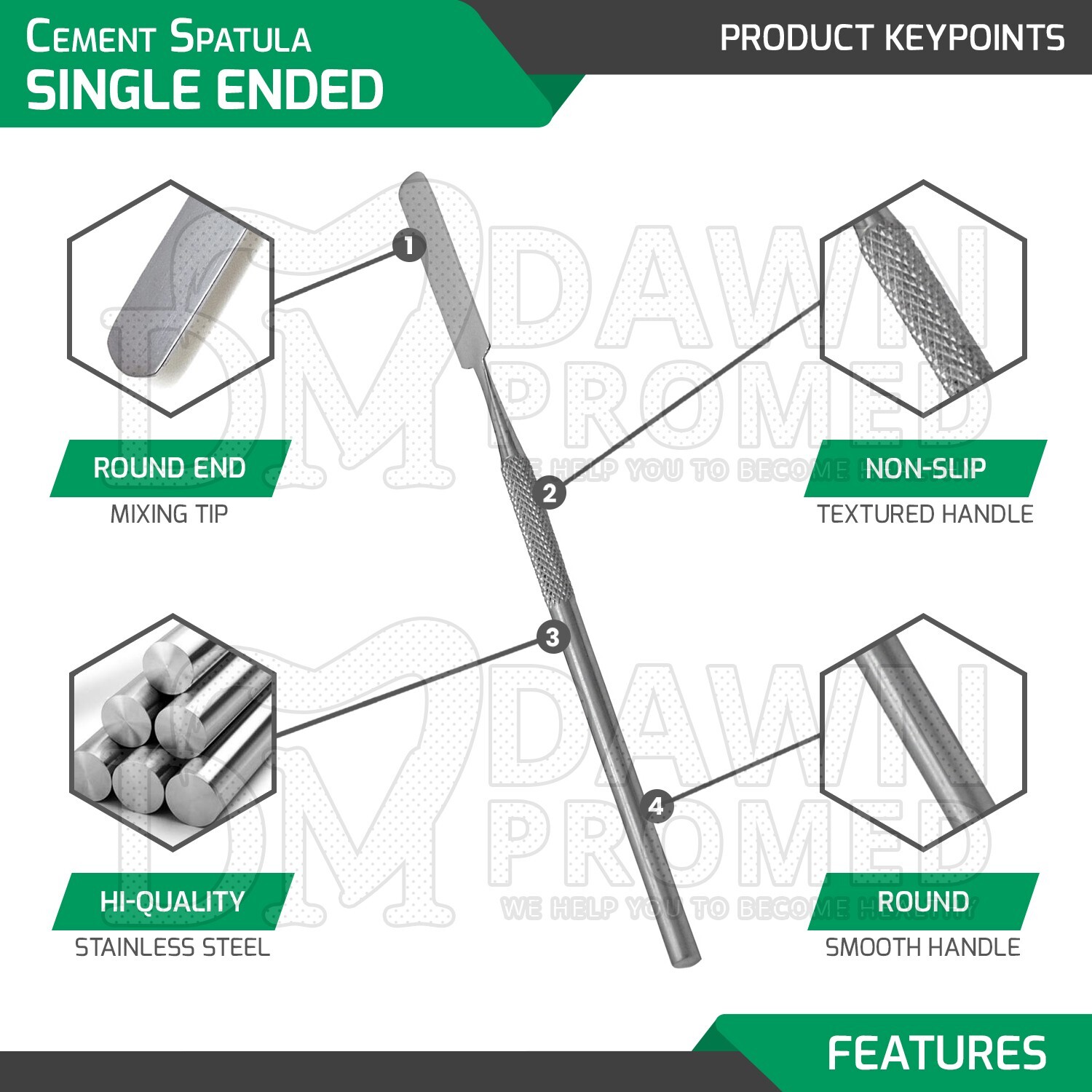 6 Pcs Cement Spatula Single Ended Set 6.9" Amalgam Mixing Dental Inst German Gr