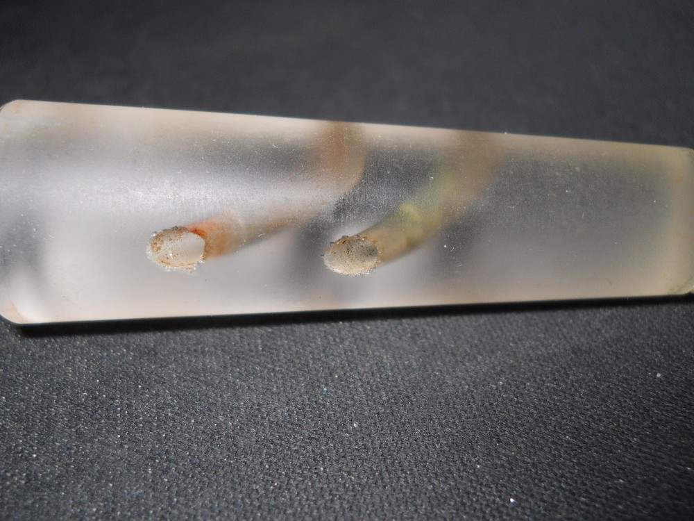 Corning Pyrex Double Diagonal 3mm Bore Solid Glass Stopcock Plug, Chipped