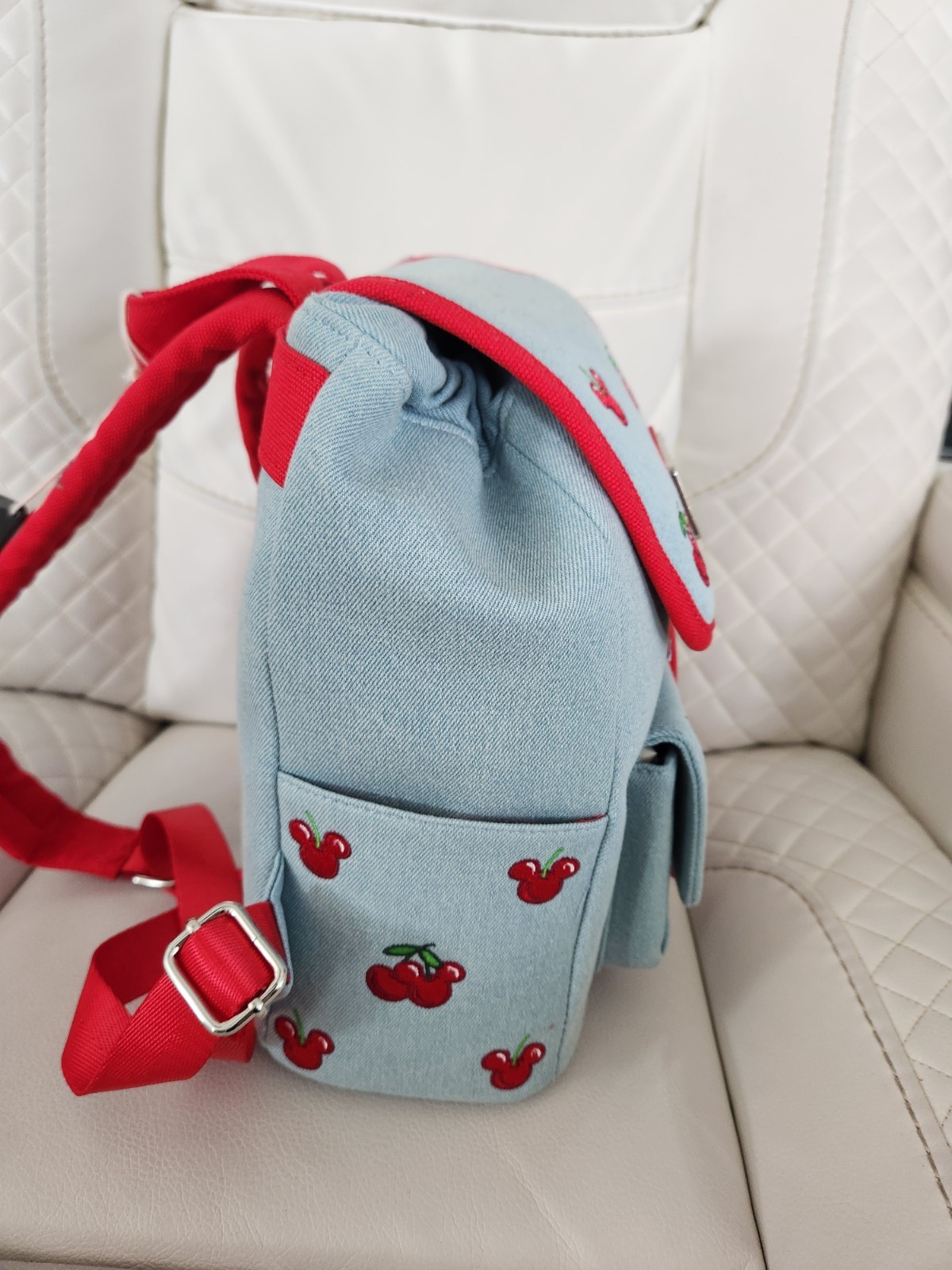 Loungefly Disney Mickey Mouse Cherries Denim Mini Backpack