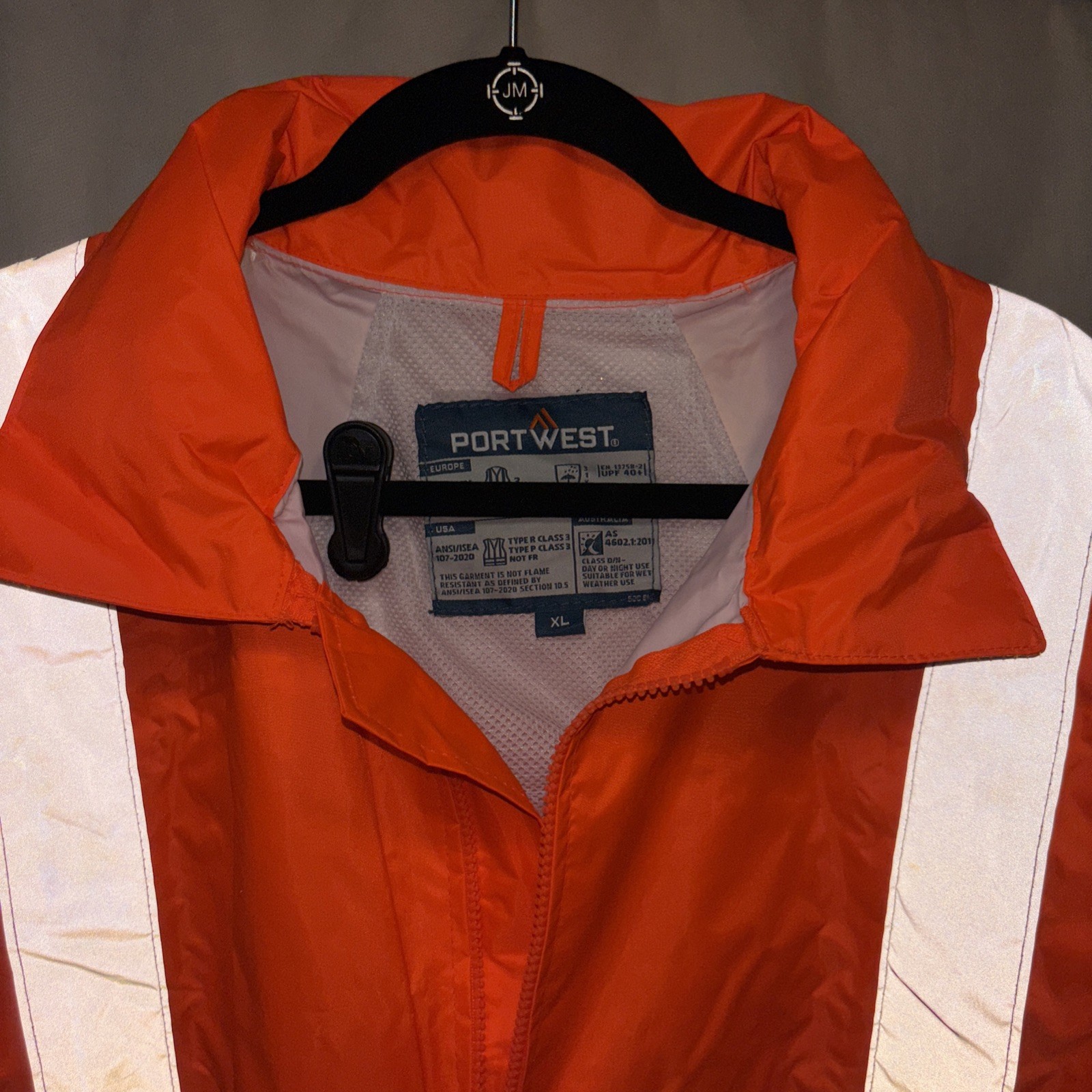 Portwest UH440 Hi-Vis Orange Rain Jacket XL Reflective Work Safety Logo