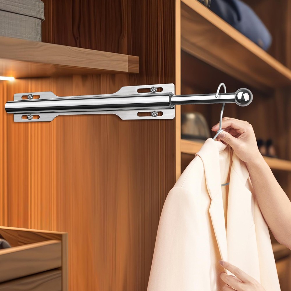 12" Valet Rod for Closet Pull Out (1 Pack, Chrome)