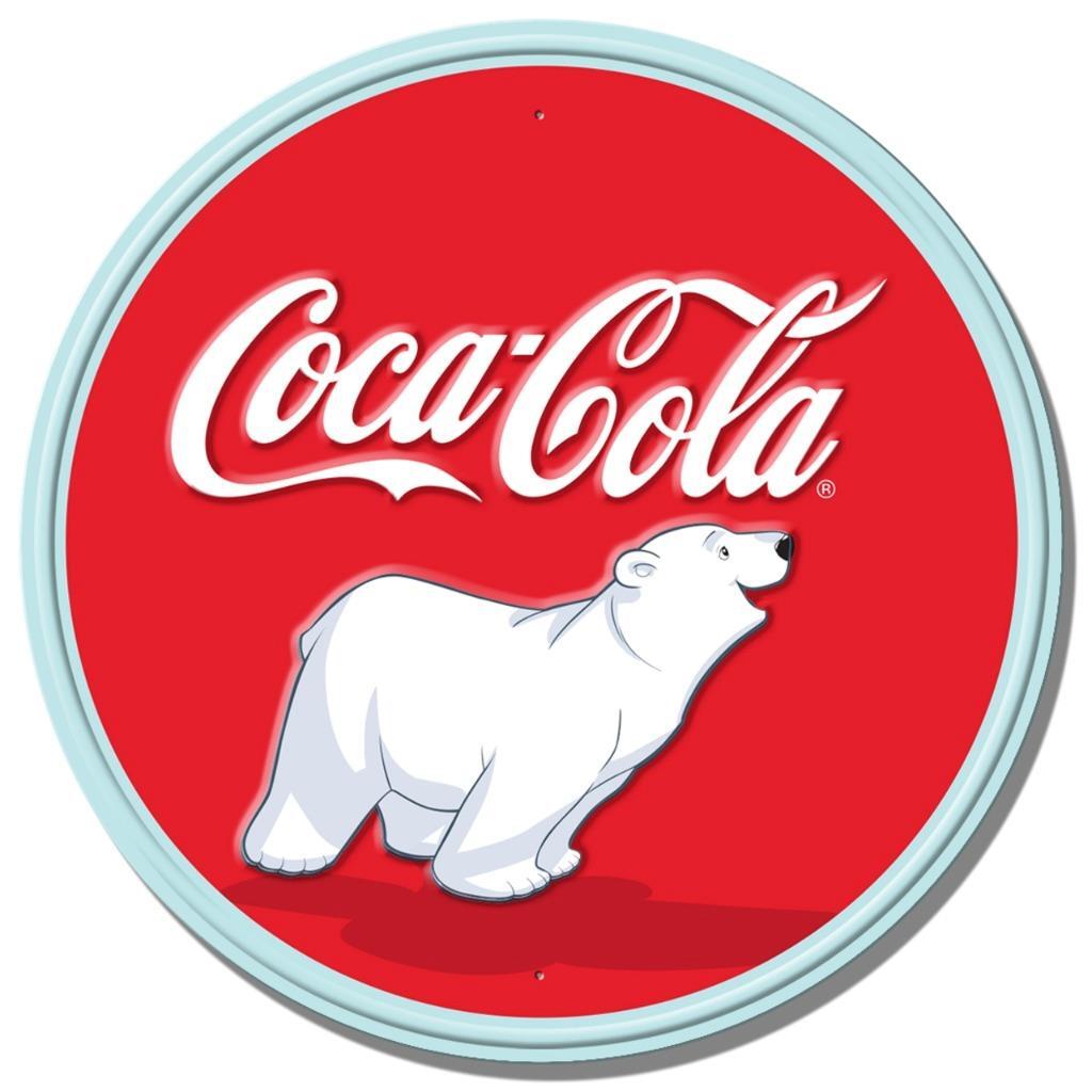 Coca Cola Coke Polar Bear 11.75" Round Retro Embossed Metal Sign Made In USA