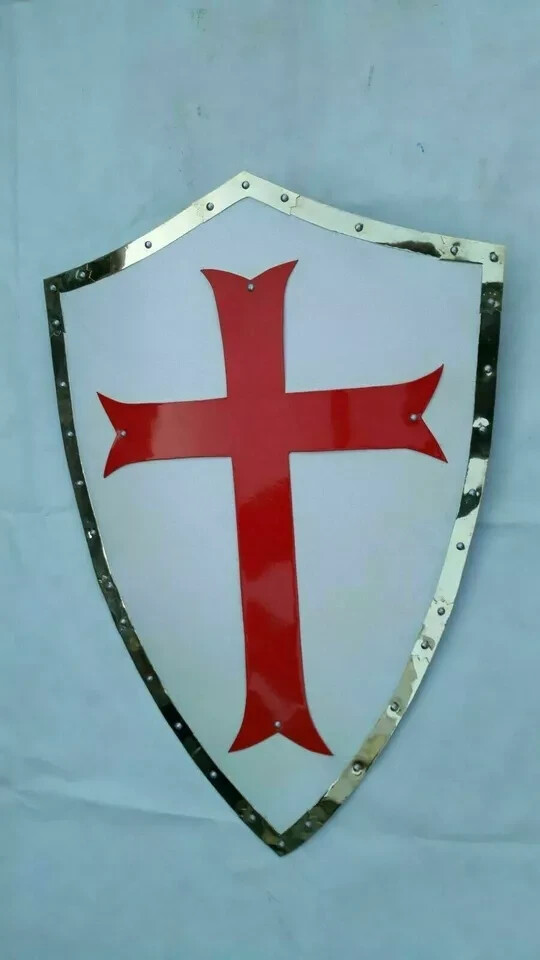 Medieval 28' Shield Knight Templar Crusader Shield Armour With Red Cross Shield