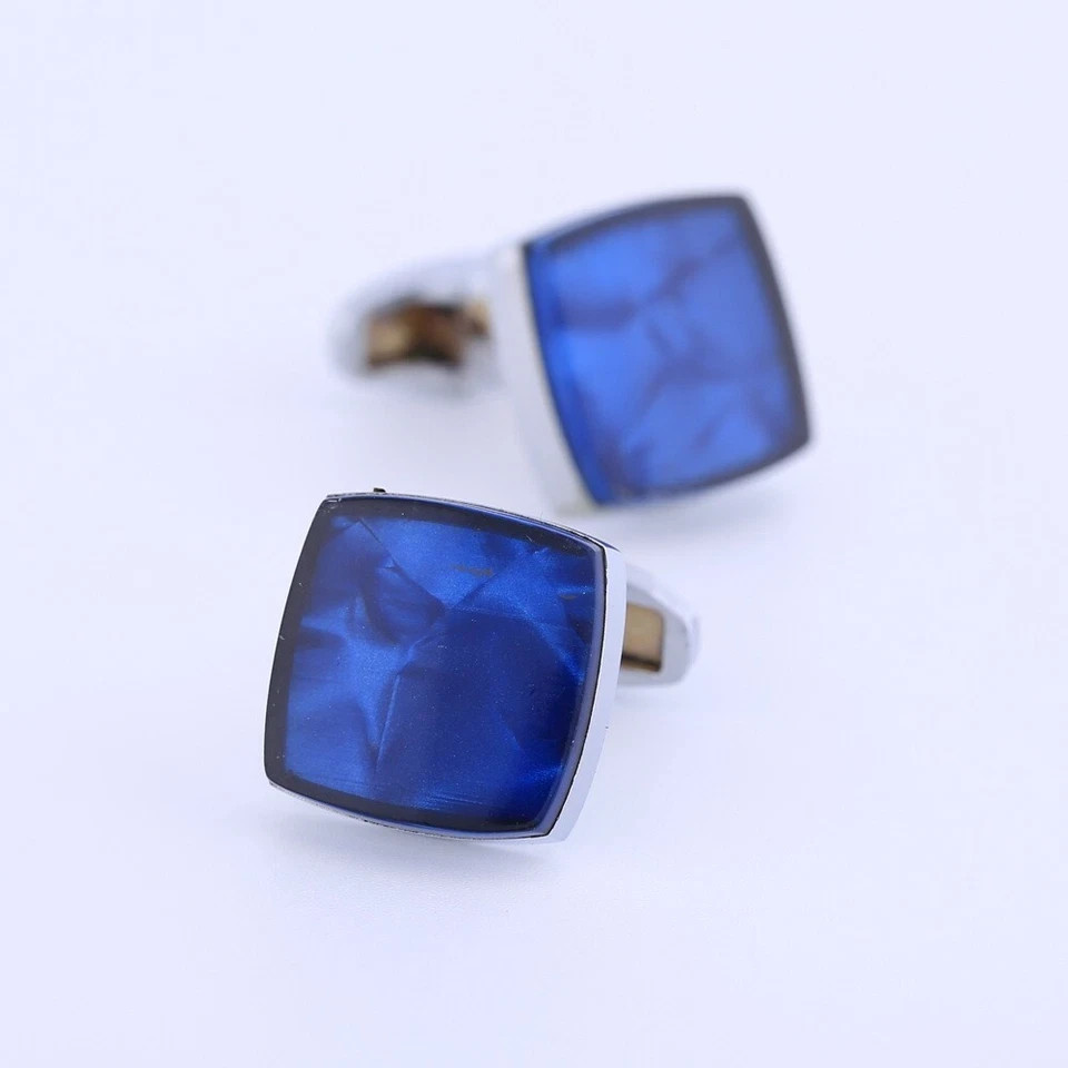 3CT Cushion Lab-Created Sapphire Men's Vintage Cufflinks 14K White Gold Plated