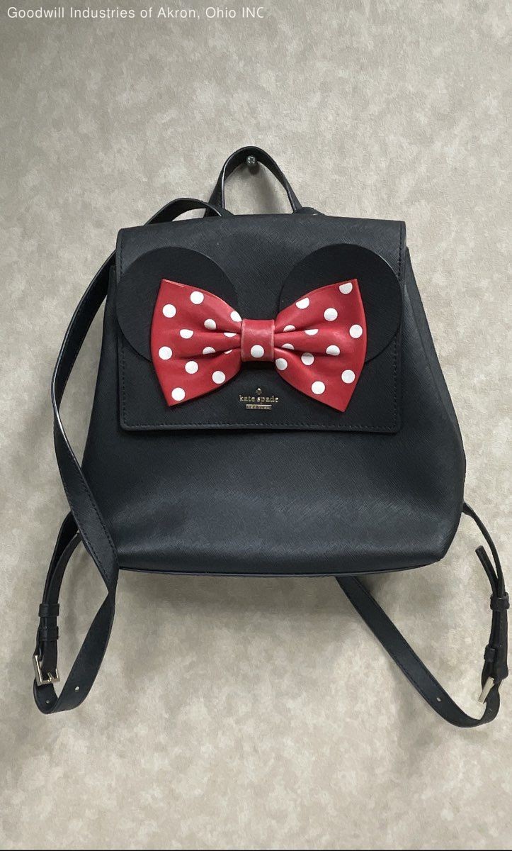 Kate Spade Disney Black Minnie Mouse Saffiano Leather Backpack COA