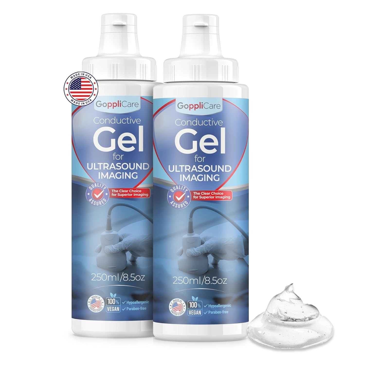 GoppliCare Conductive Cooling Gel for Ultrasound Imaging 250 ml 8.5oz 2 Pack