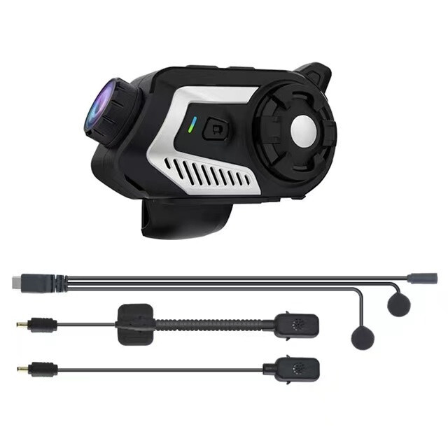 5.1 Bluetooth Motorcycle Intercom Camera 6 Riders Wireless Helmet Headset 2K FM