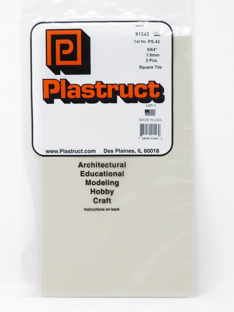 Plastruct 91543 5/64" Square Tile Flooring Material Patterned Sheets O Scale
