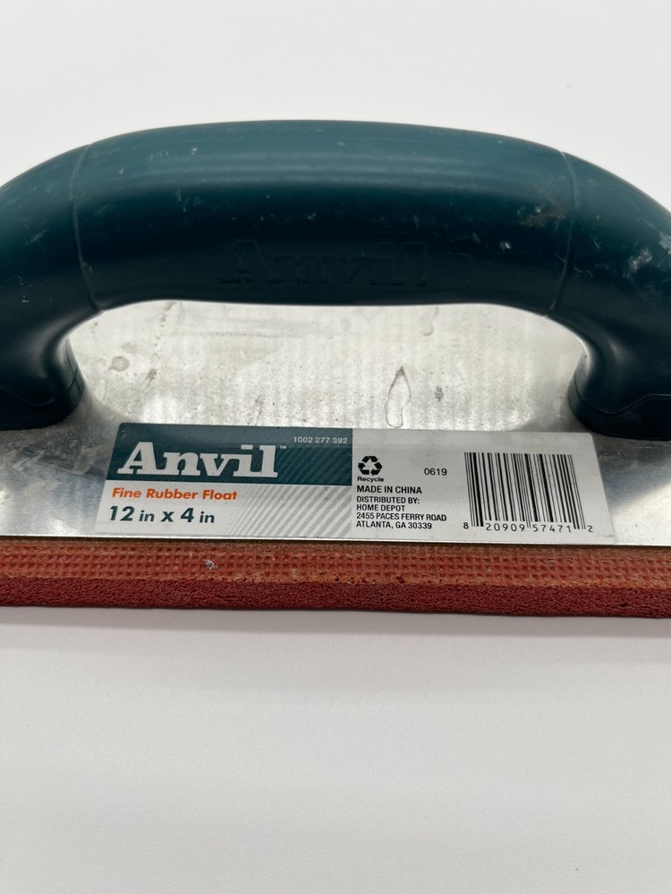 Rubber Concrete Float Anvil 12x4 In. NEW