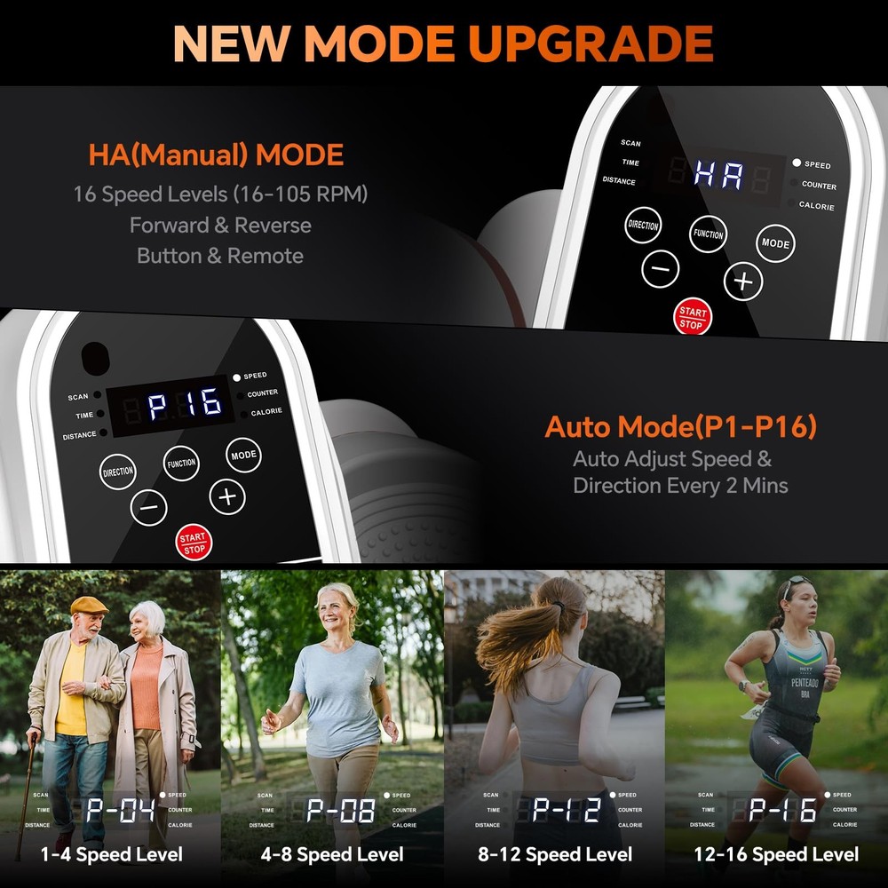 Under Desk Elliptical Machine with Remote Control 16 Adjustable Speed Electric