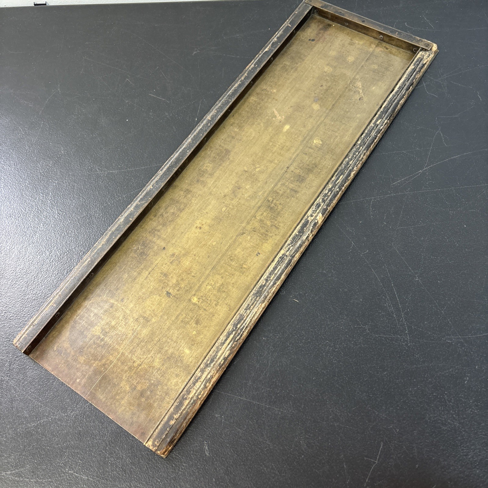 Letterpress Printer Block Type Galley Tray Brass And Wood 24”X 8”