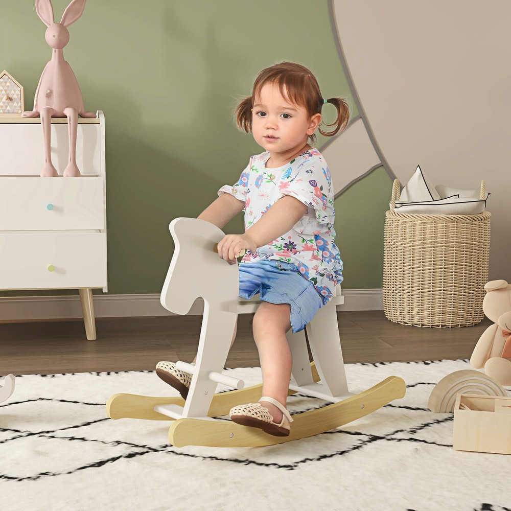 Indoor Children's Rocking Chair with Simple Design & Solid Workmanship, White