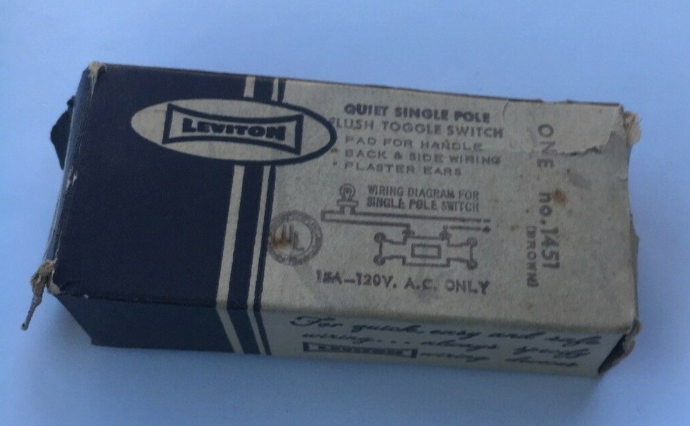 Leviton 1451 15Amp 120V Toggle Framed Single-Pole AC Quiet Switch