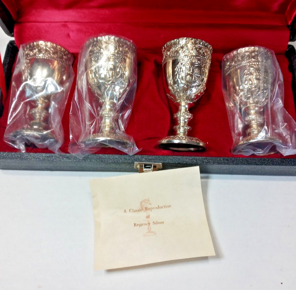 1806 original wine cooler 4pc set reproduction set Regency silver in box