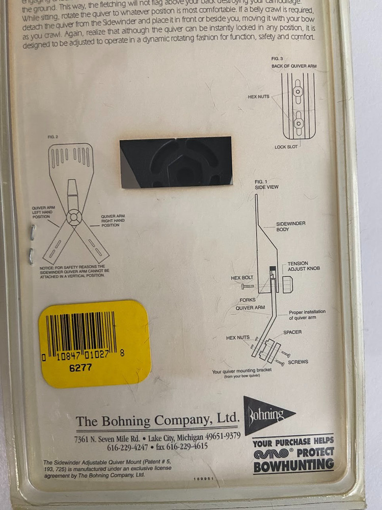 Bohning SIDEWINDER Archery Adjustable Quiver Mount