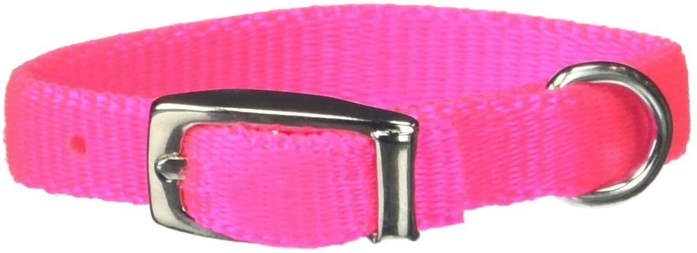 OmniPet Pocket Pups Nylon Pet Collar, Hot Pink, 5-6"
