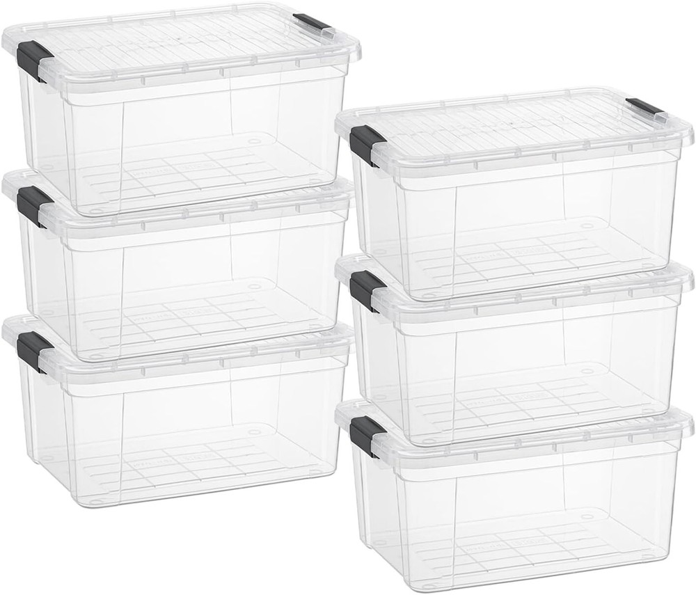 Superio Clear Storage Bins with Lids, 6 Pack- Plastic Storage Boxes - 11 Quart