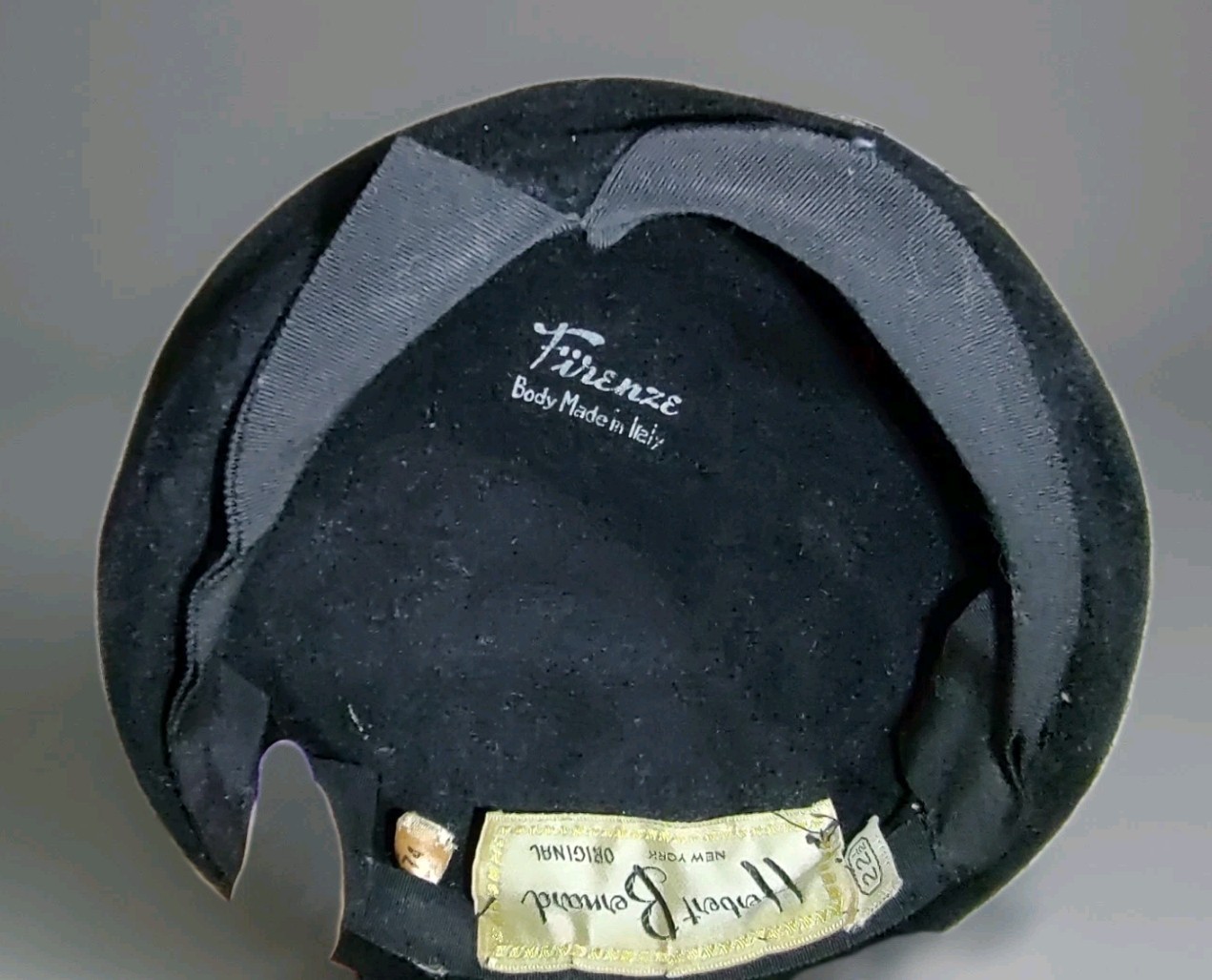 Herbert Bernard Original NY Felt Hat Labeled Firenze body Italy Sz 22
