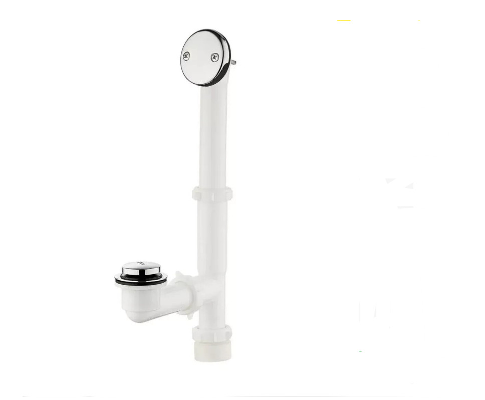Everbilt Easy Touch 1.5" Poly Pipe Bath Waste & Overflow Drain, White & Chrome