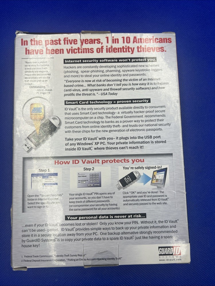ID Vault Guard ID Systems Stop Identity Theft Windows XP Secure Passwords CIB