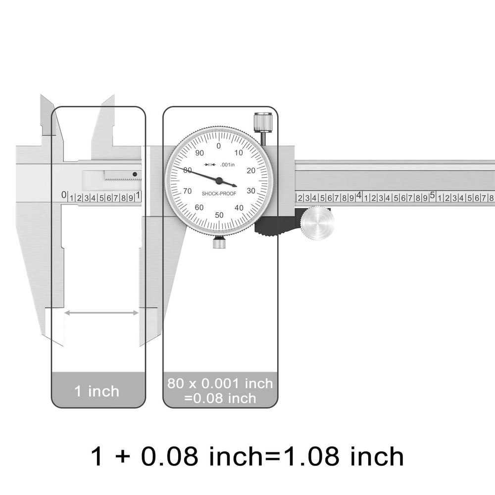 Dial Caliper Shockproof Dial Caliper Precision Caliper with Watch 0-6" Range,...
