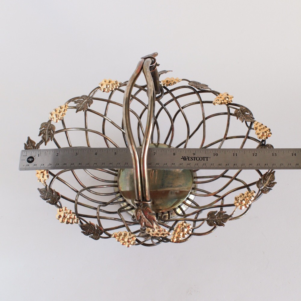 GODINGER Silver ART Vineyard GRAPE VINE SILVER PLATED BASKET with Handle