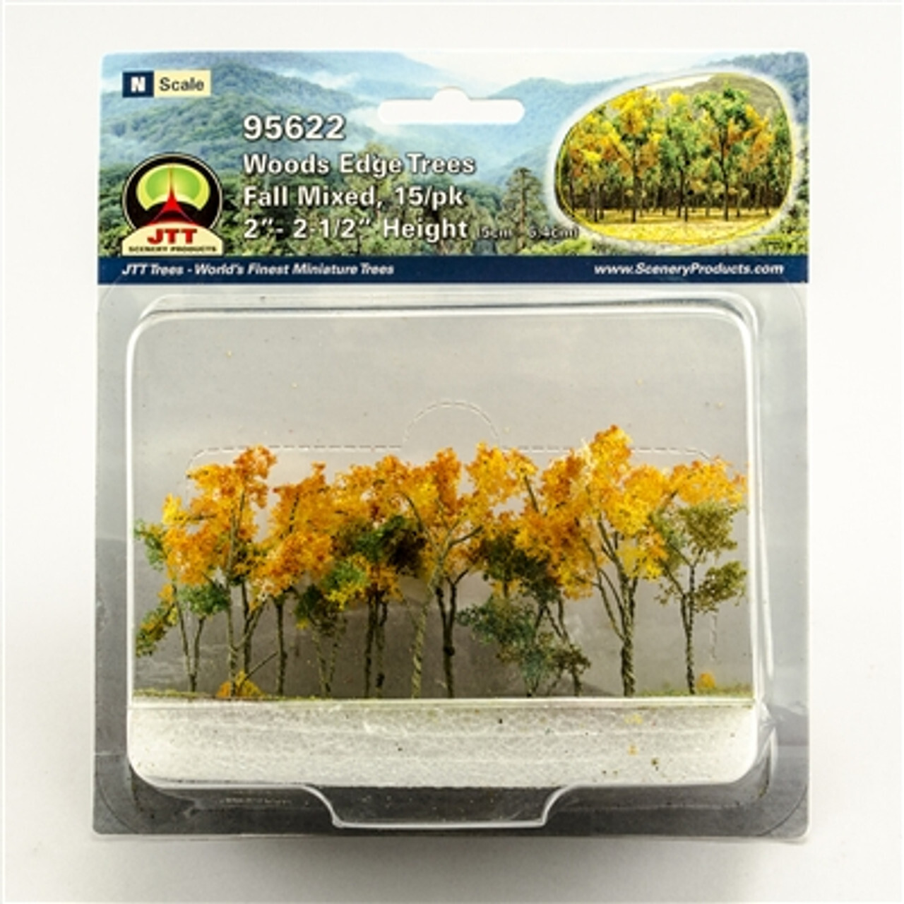 JTT Scenery 95622 Woods Edge trees | N scale |Fall Mixed | 2" to 2.5" | 15 pack