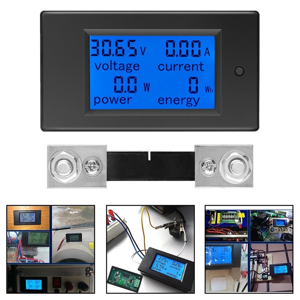 Power Consumption Tracking Device DC Multimeter up to 100A and LCD Display