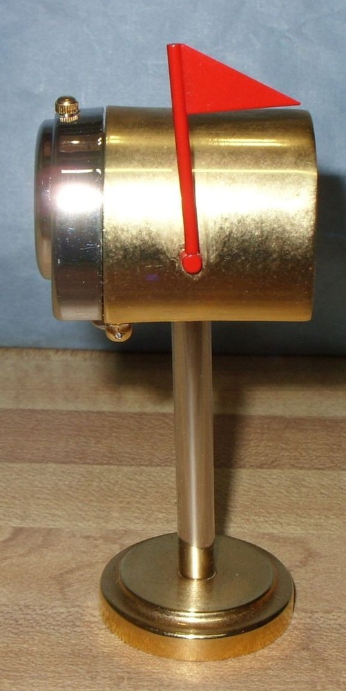 LAFAYETTE MINIATURE BRASS MAILBOX CLOCK, WORKING , NEW BATTERY