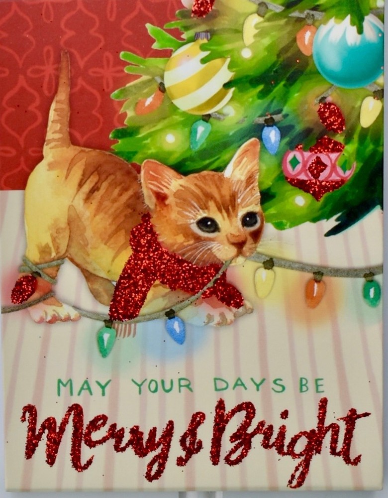 Punch Studio Red Glittery Mini Note Pad  |  Kitten  Merry & Bright  |  56374