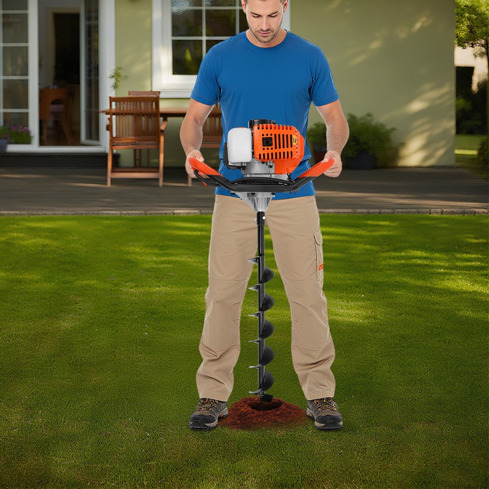 52cc Post Hole Digger Air-cooled Gas Powered Earth Auger Digging Machine