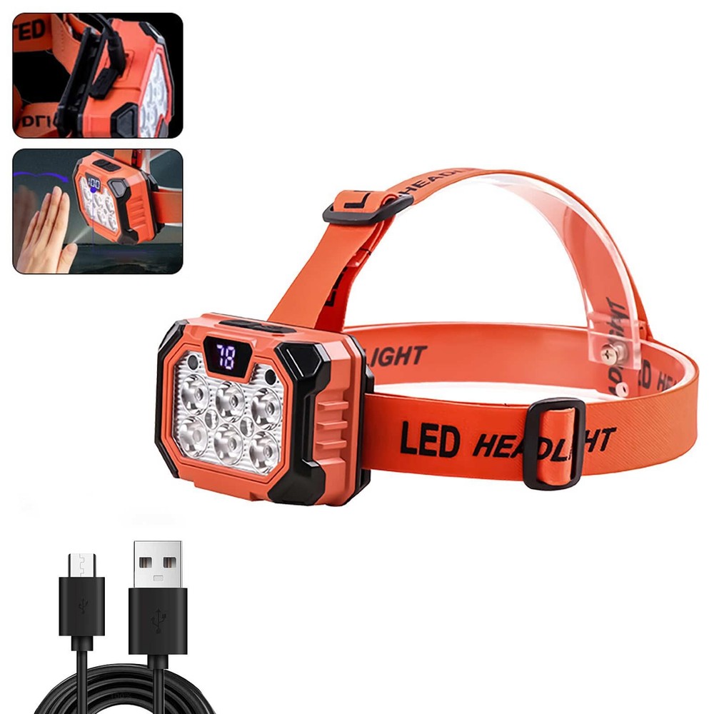 LED Headlamp Rechargeable Battery Powered Forehead 5 Light Mode 1000 High Lum...