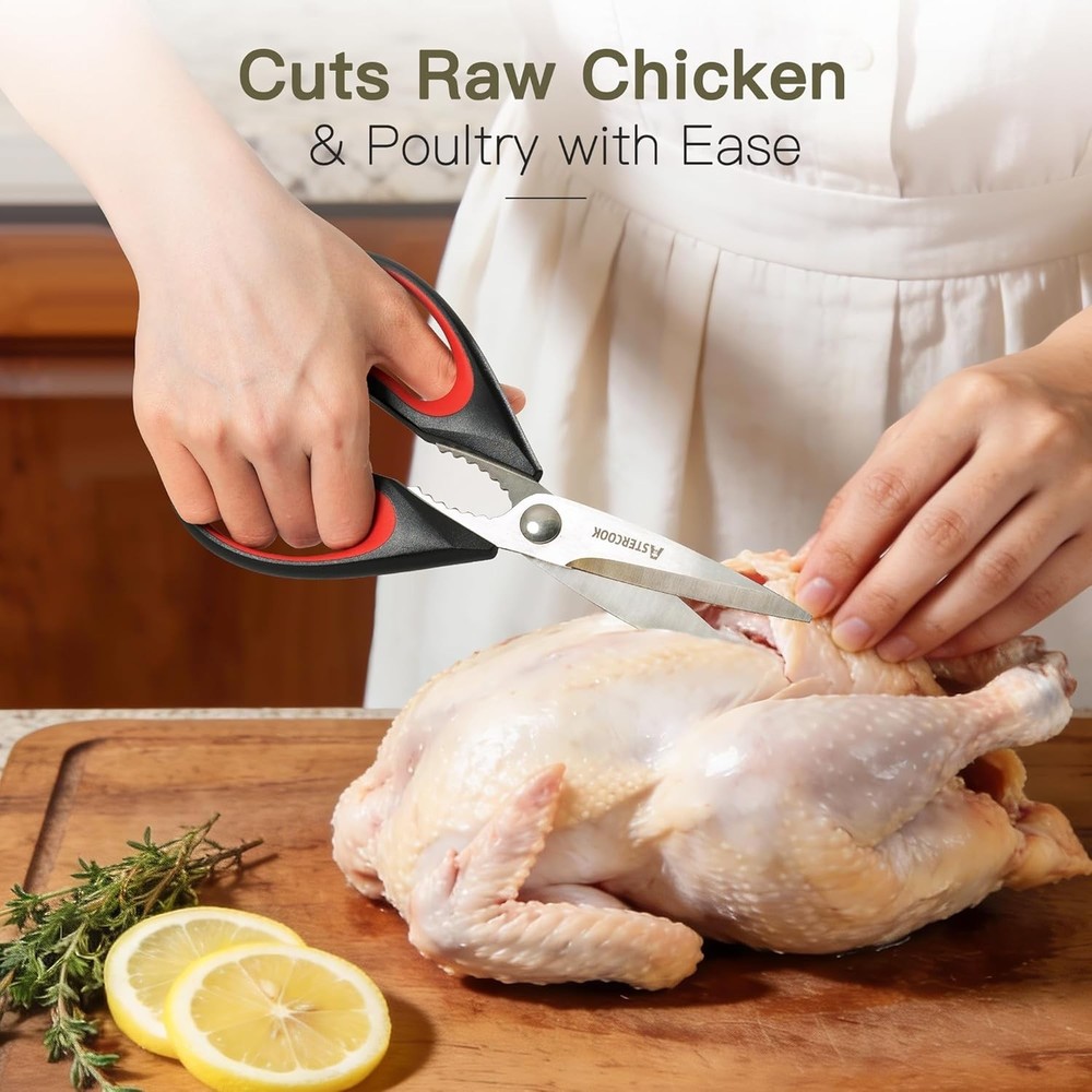 Serrated Edge Kitchen Scissors: 3 Pack with Ergonomic Design for Effortless Use