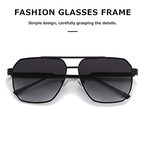 Polarized Sunglasses Womens Men Retro Oversized Square Black Gradient Grey