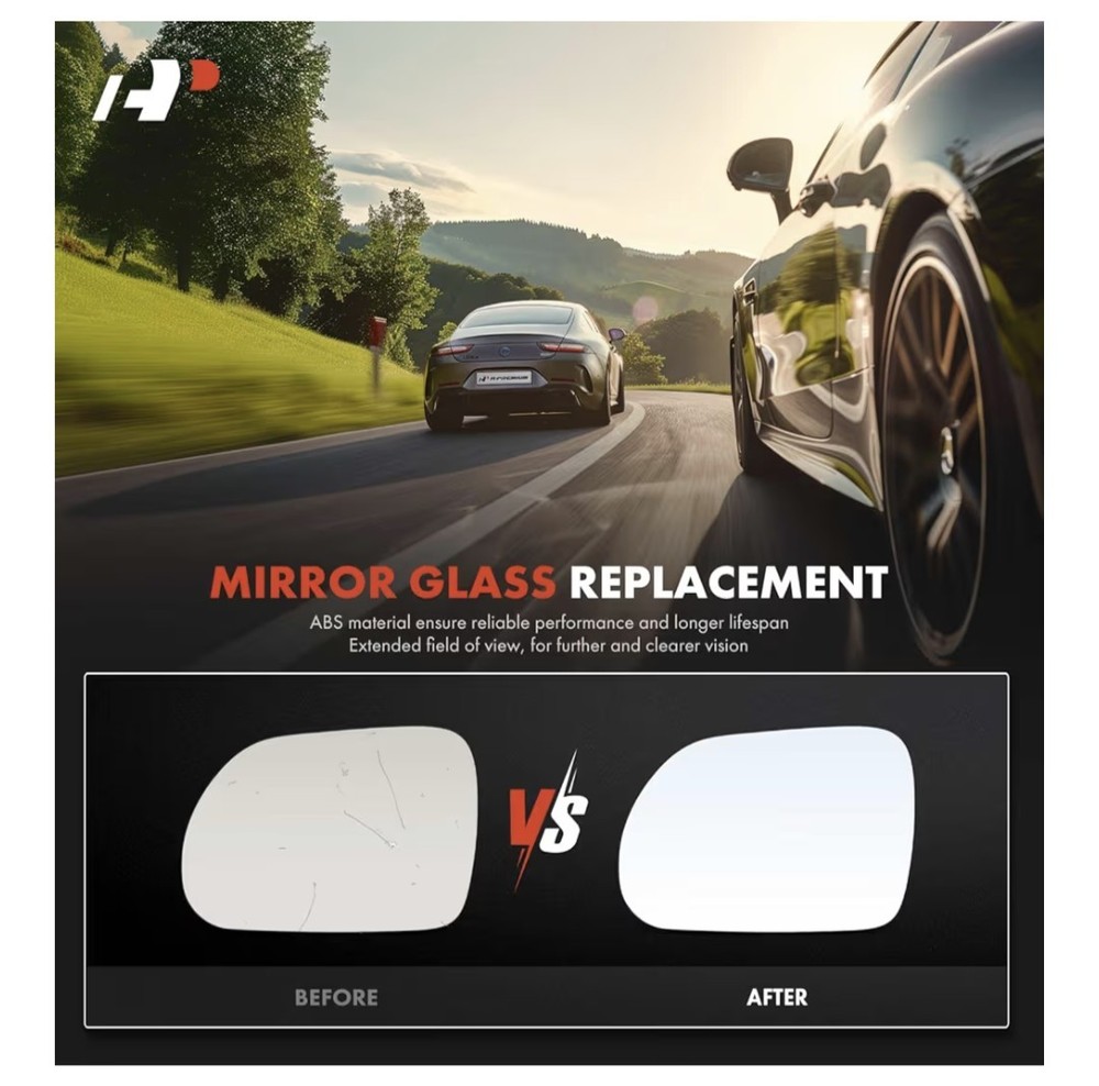 Left Driver Side Heated Mirror Glass with Backing Plate - Compatible with Kia