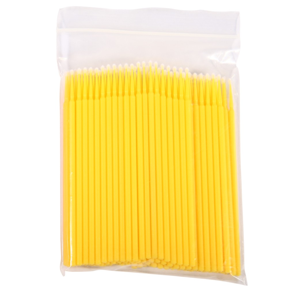 100 Micro Brushes Applicators Microbrush Dental Regular Yellow 2.0 mm