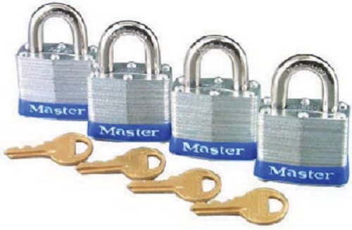 MASTER LOCK 3008D 4 pack 1-1/2" LAMINATED PADLOCKS