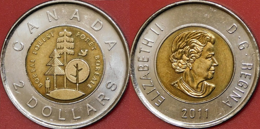 Brilliant Uncirculated 2011 Canada Boreal Forest 2 Dollars From Mint's Roll