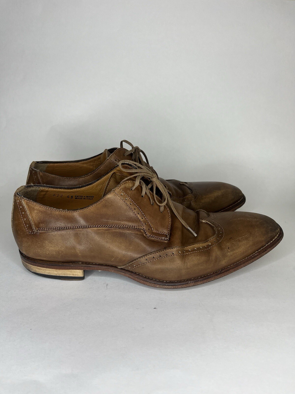 Jose Real Mens Sz 43 (US 10) Brown Leather Oxford Dress Shoes Hand Made In Italy