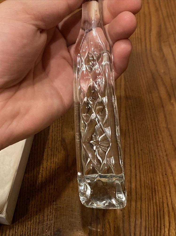 Vtg CHELTENHAM Glass 9.5" Serving Fork Embossed Diamond Pattern Handle In Box