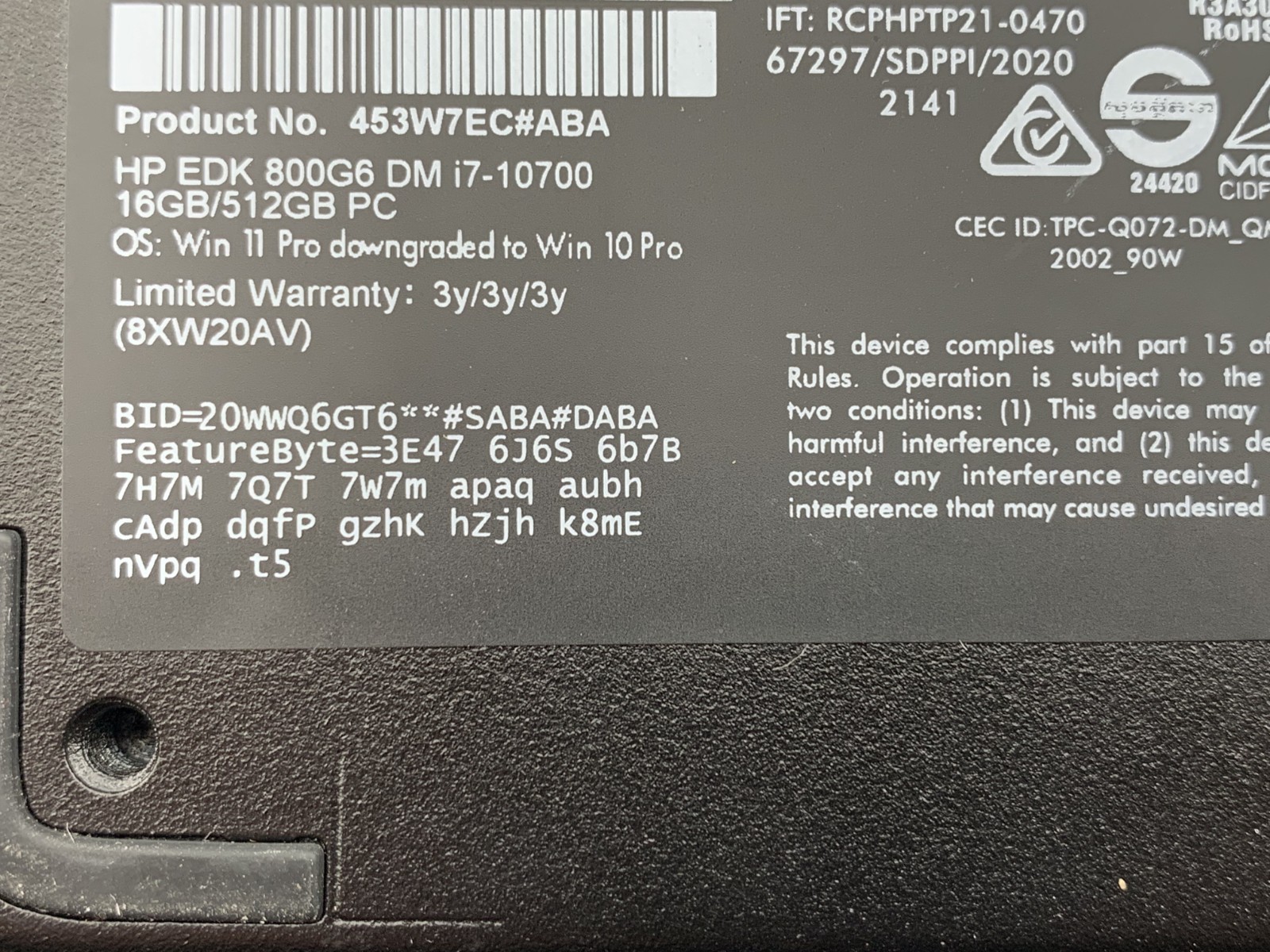 HP EliteDesk 800 G6 i7-10700 2.90GHz 512GB NVMe SSD 16GB RAM WIN 11