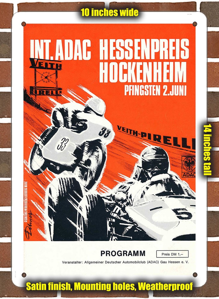 Metal Sign - 1968 Hockenheimring Racing Program - 10x14 inches