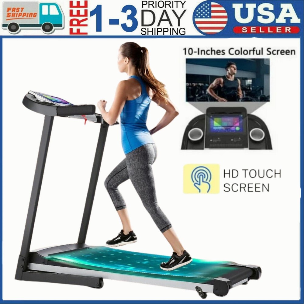 $3.25HP Folding Treadmill 10'' w/HD Touchscreen Walking Jogging Running Machine