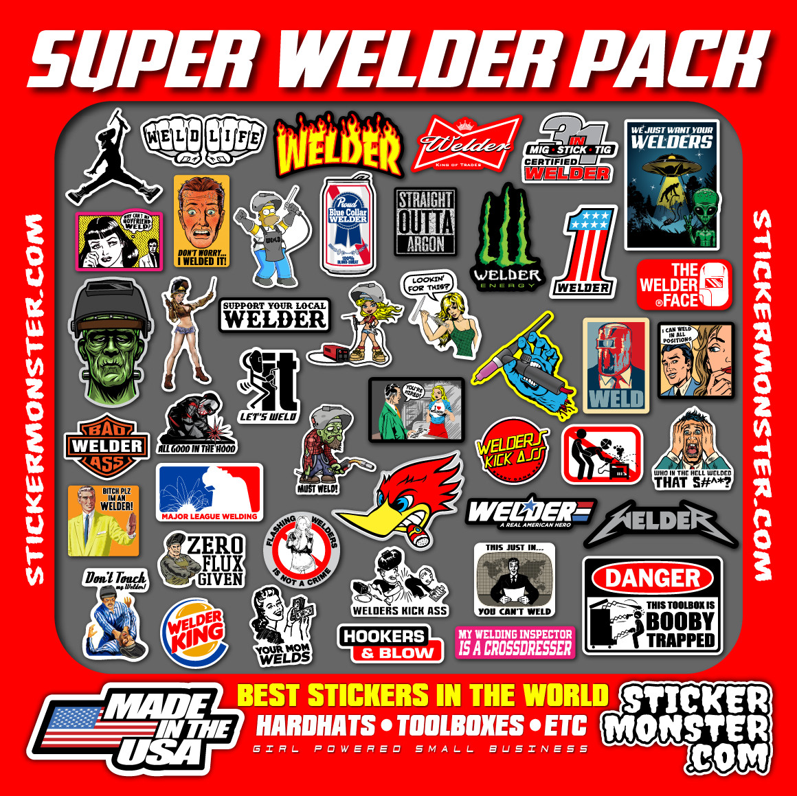 SUPER WELDER PACK 40+ Hard Hat Stickers HardHat Sticker & Decals, Welding Hood