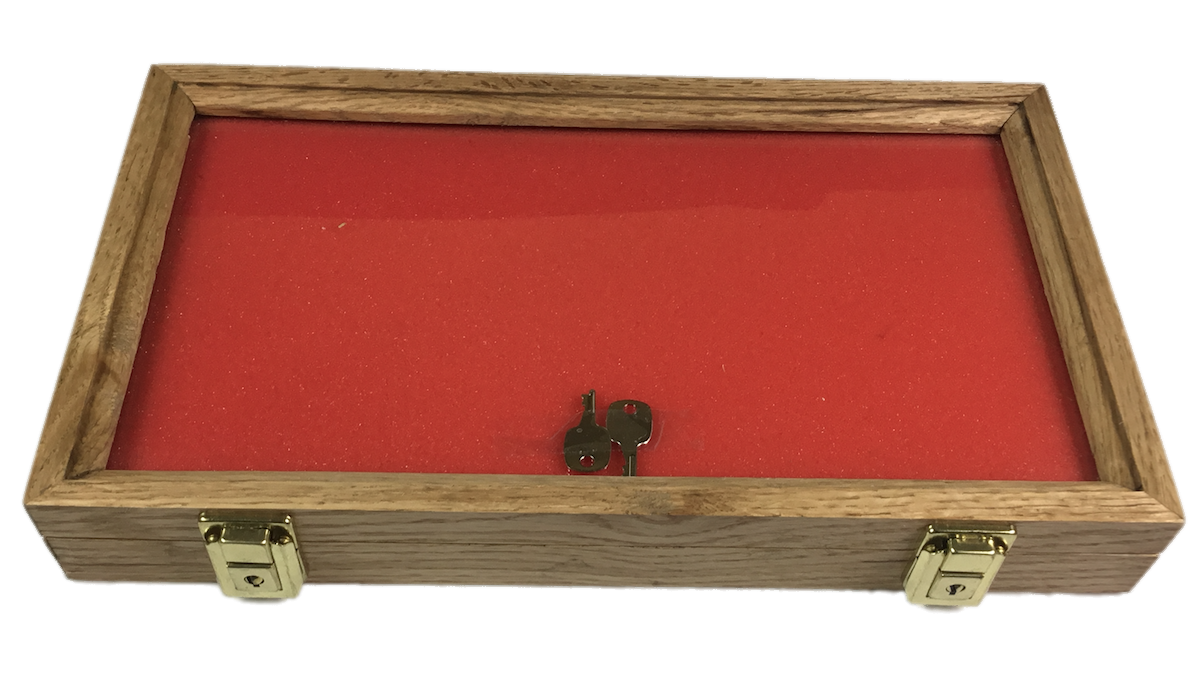 Oak Wood Display Case 16 X 9 x 2” for Arrowheads Knives Coins & More