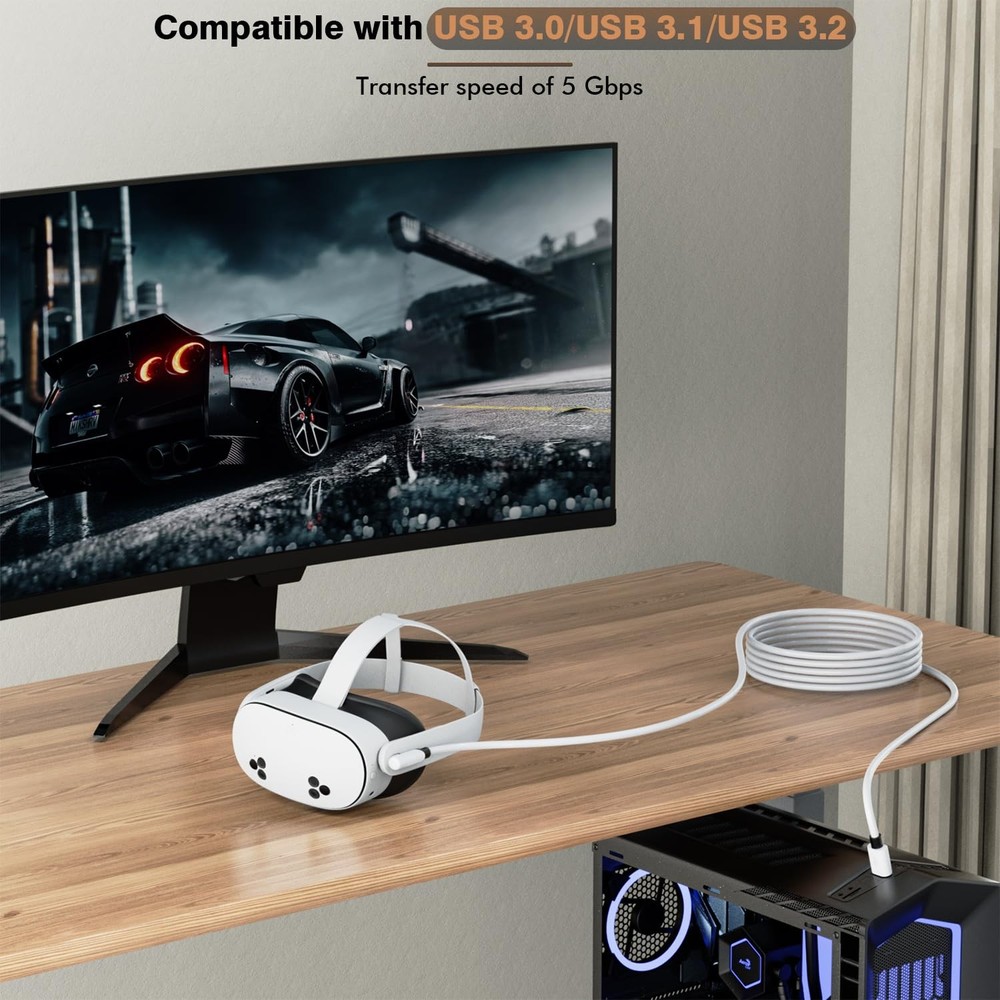 16 Feet Link Cable for Quest 3S,VR Compatible with Meta 1Pack