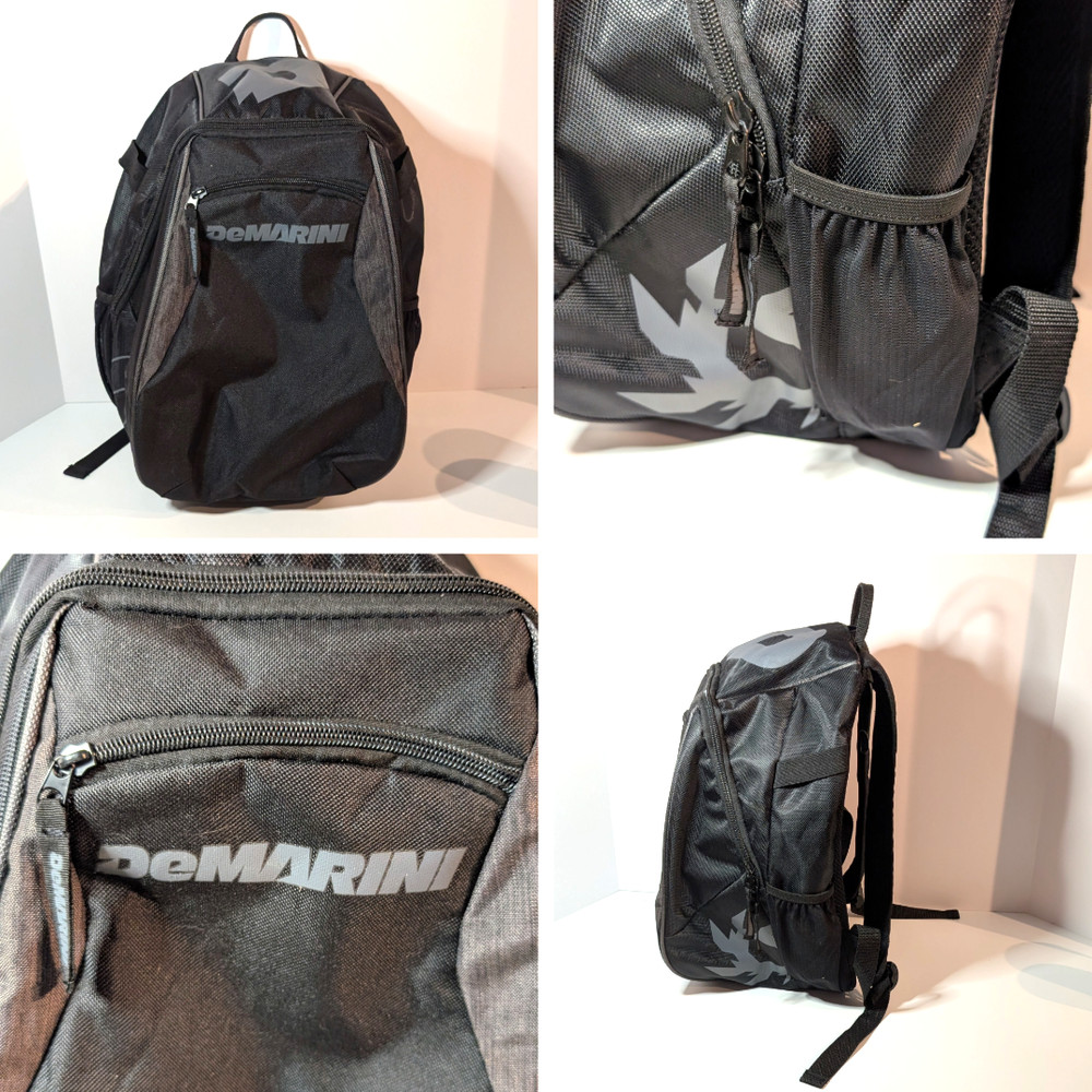 DeMarini Baseball Softball Backpack w Double Bat Pockets, Black, Practice Rugged