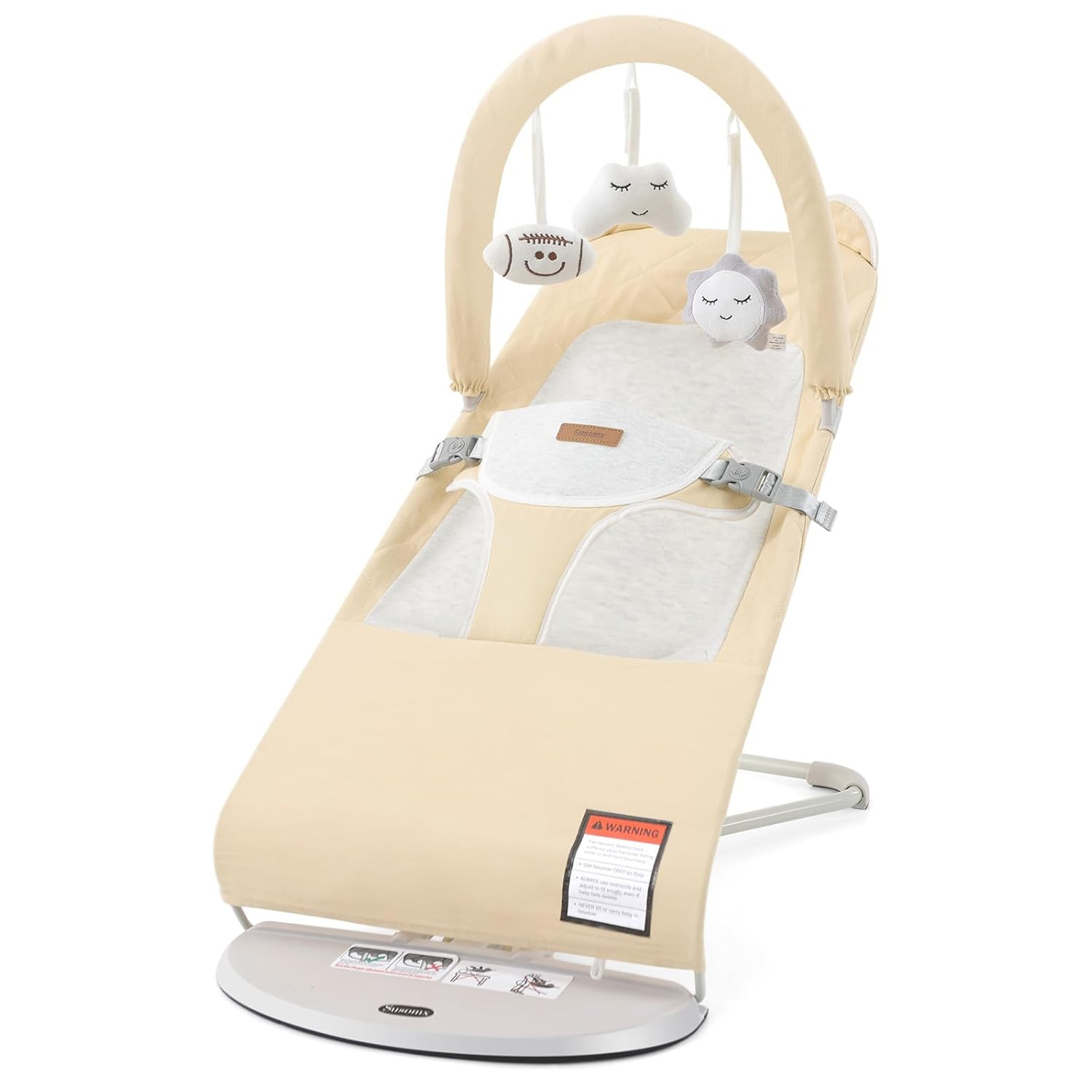 Baby Bouncer - Foldable Infant Bouncer Seat with 3 Adjustable Heights for 0-18 M