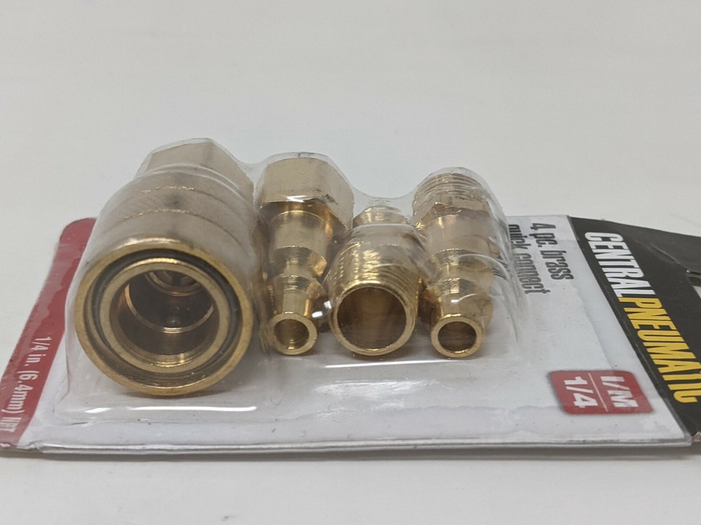 Central Pneumatic Brass Industrial Quick Coupler Set 4 Pc