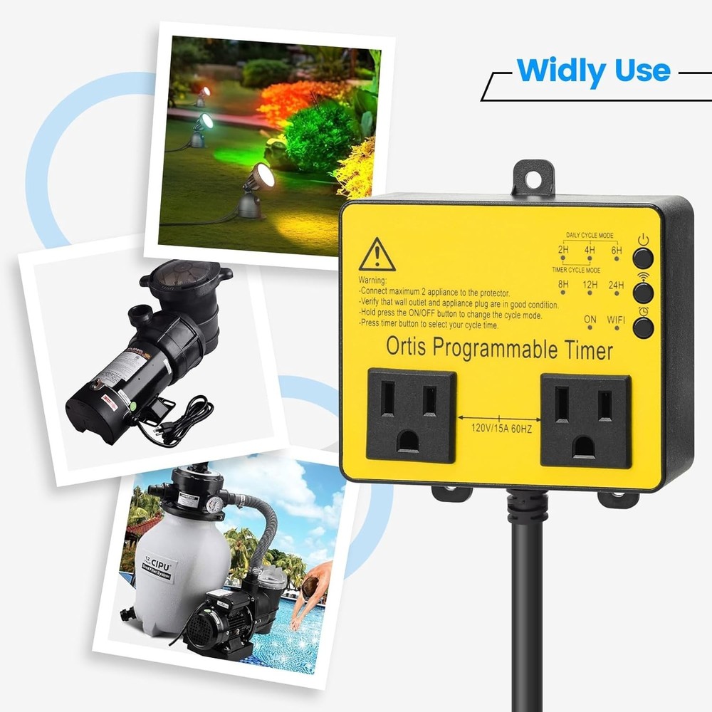 WiFi Pool Timer Switch for Smart Life App Control - Dual Socket Convenience